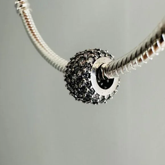 Authentic PANDORA Sparkling PAVE TRIPLE ROW Charm 925 Sterling Silver 792820C01 - Picture 7 of 10